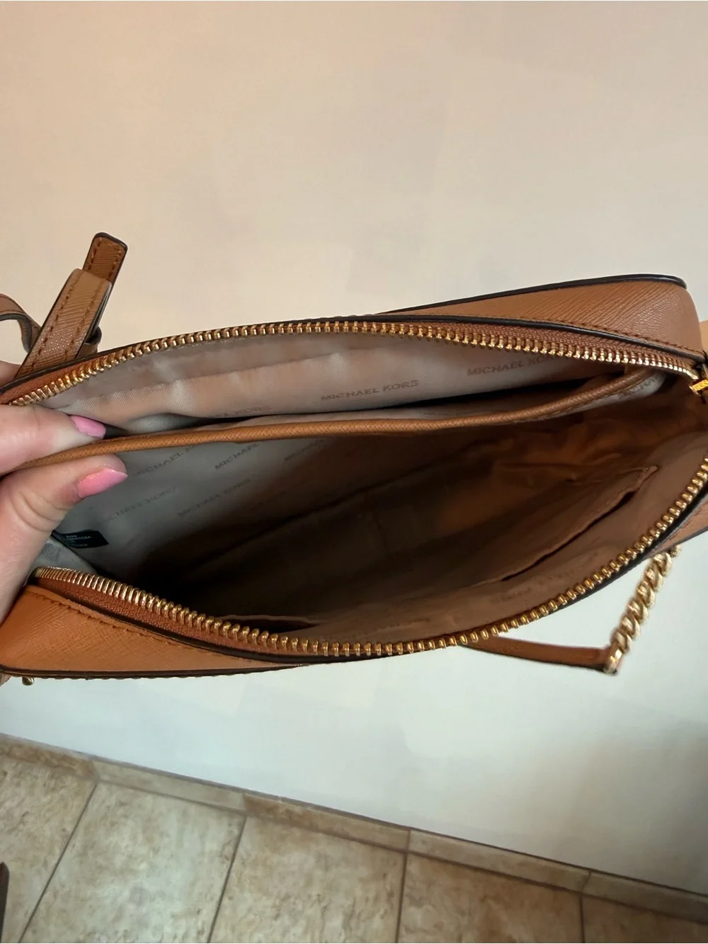 Michael Kors Beige Saffiano Messenger Crossbody